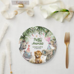 Plato De Papel Fiesta Animales Jungla Cumpleaños Personalizado<br><div class="desc">Nuestras placas de papel de cumpleaños para animales especialmente diseñadas para Fiestas de animales jungla le dan vida a la celebración de su cumpleaños con una impresionante variedad de bonitos animales de la selva. Desde un bebé, un león, una cebra a un elefante, estos platos vibrantes y coloridos serán la...</div>