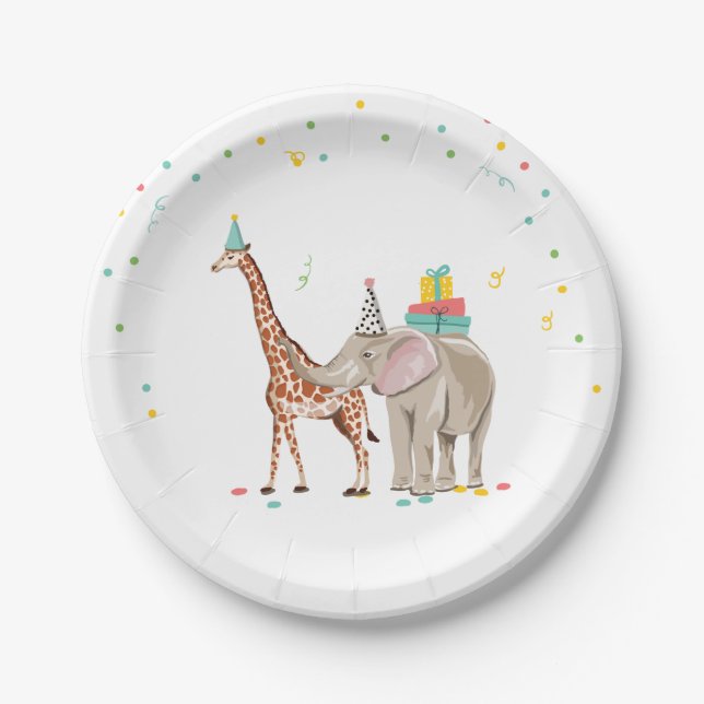 Plato De Papel Fiesta Animales Safari Fiesta Chica Wild Birthday (Anverso)