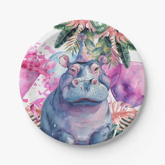 Plato De Papel Fiesta Animales Safari Jungle Wild Un cumpleaños (Anverso)