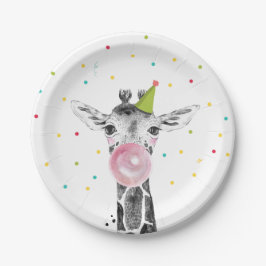 Plato De Papel Fiesta Animales Safari Wild One Giraffe Zoo Cumple