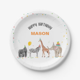 Plato De Papel Fiesta Animales Safari Zoo Fiesta niño Salvaje Cu