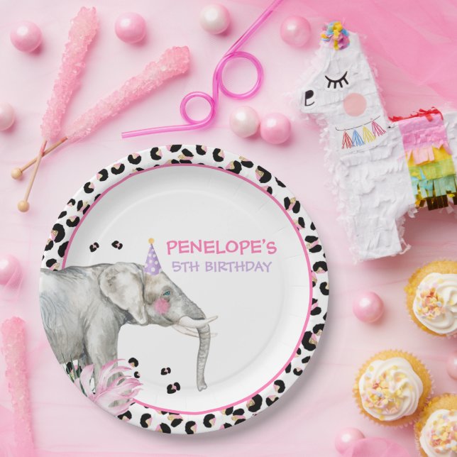 Plato De Papel Fiesta Animales Salvajes Chicas rosados Safari Cum (Fiesta)