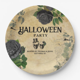 Plato De Papel Fiesta anual de Halloween para adultos, calaveras 