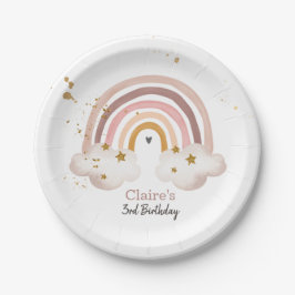 Plato De Papel Fiesta arcoiris Boho Neutral Earth Tones Modernos