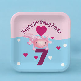 Plato De Papel Fiesta Axolotal rosa