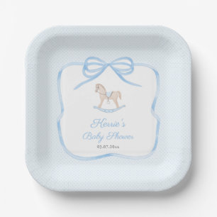 Plato De Papel Fiesta Baby Shower Classic Blue Rocse Boy