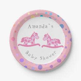 Plato De Papel Fiesta Baby Shower de Chica gemelo de caballo de R
