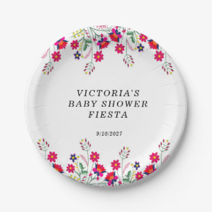 Plato De Papel Fiesta Baby Shower de flores mexicanas