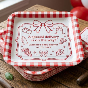 Plato De Papel Fiesta Baby Shower de pizza de entrega especial