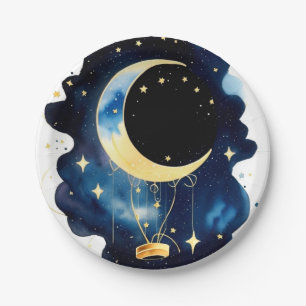 Plato De Papel Fiesta Baby Shower de Shining Moon & Stars