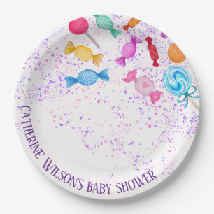 Plato De Papel Fiesta Baby Shower Lollipops Sweets