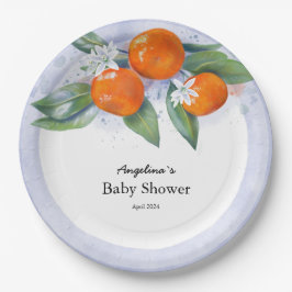 Plato De Papel Fiesta Baby Shower Plate con tangerina