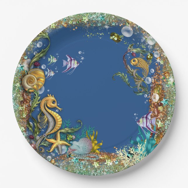 Plato De Papel Fiesta Bajo El Mar (Anverso)