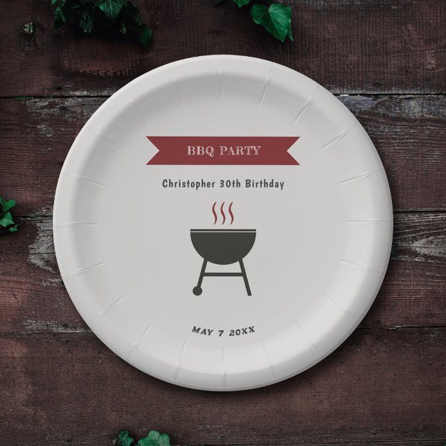 Plato De Papel Fiesta BBQ Cumpleaños (BBQ Party Birthday Paper Plate)