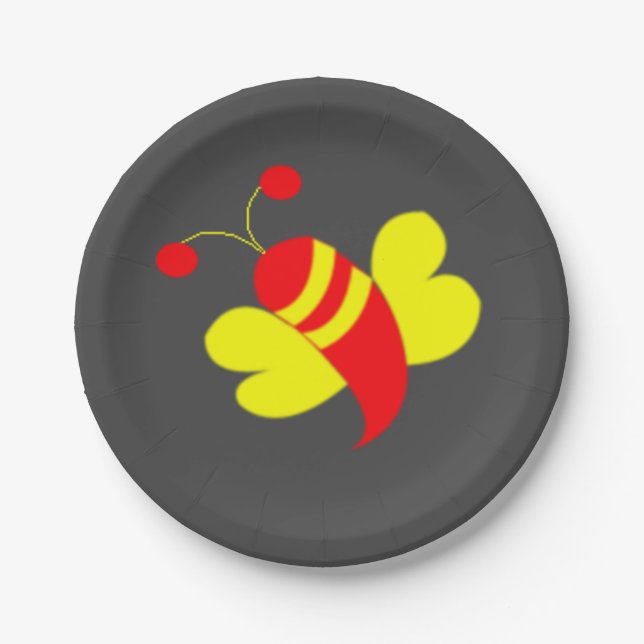 Plato De Papel Fiesta Bee Honey Bee Bumble Bee (Anverso)