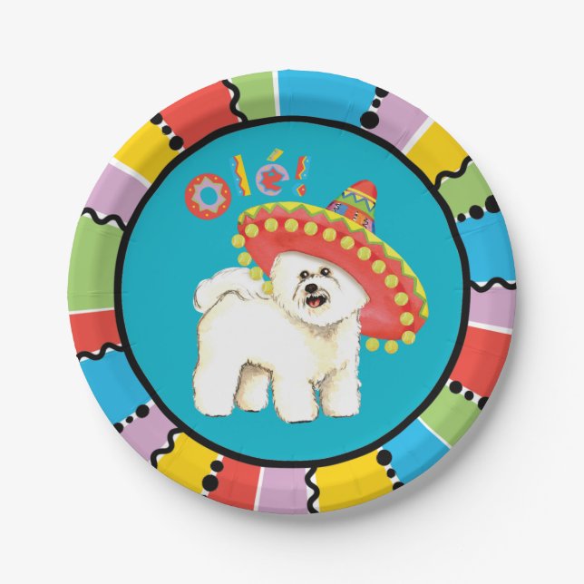 Plato De Papel Fiesta Bichon (Anverso)