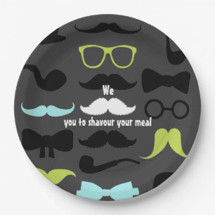 Plato De Papel Fiesta Bigote Hombre Pequeño Elegante