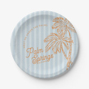 Plato De Papel Fiesta Blue Palm Spring Pastel Beach Favorita