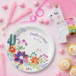 Plato De Papel FIESTA Cacti Folkart Flores Personalizado