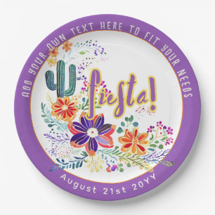Plato De Papel FIESTA Cacti Folkart Flores Personalizado