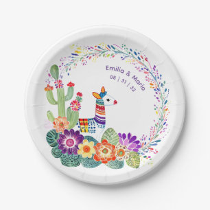 Plato De Papel FIESTA Cacti Folkart Flores Personalizado