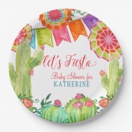 Plato De Papel Fiesta Cactus Baby Shower Chica Paper Pennant