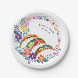 Plato De Papel FIESTA Cactus Folkart Flores Personalizado