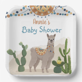 Plato De Papel Fiesta Cactus Llama Baby Shower
