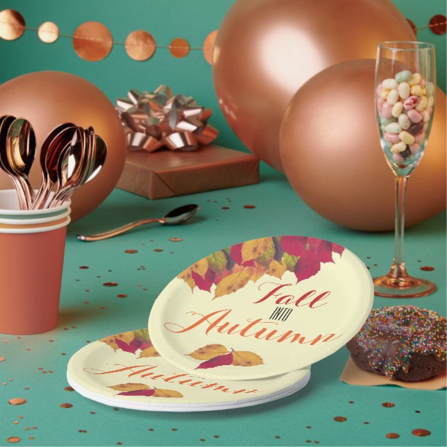 Plato De Papel Fiesta Celebración Otoño Saltos Estacionales Otoño (Multi)