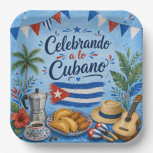 Plato De Papel Fiesta Celebrando a lo Cubano