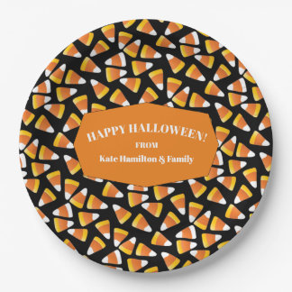 Plato De Papel Fiesta clásica de Halloween en el Candy Corn