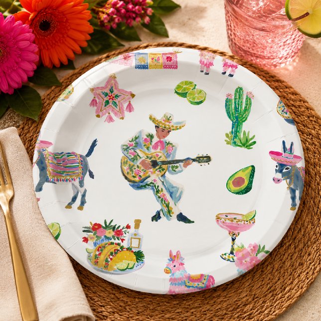 Plato De Papel Fiesta Colorida Acuarela (Subido por el creador)