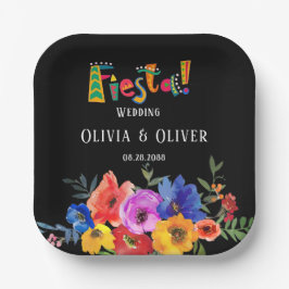 Plato De Papel Fiesta Colorida acuarela Boda floral