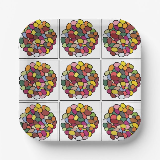 Plato De Papel Fiesta Colorida de Jelly Bean (Anverso)