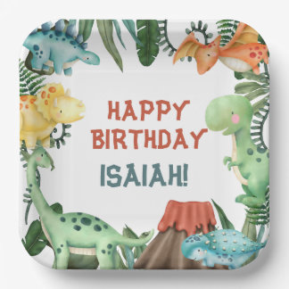 Plato De Papel Fiesta como placas de papel de cumpleaños de dinos