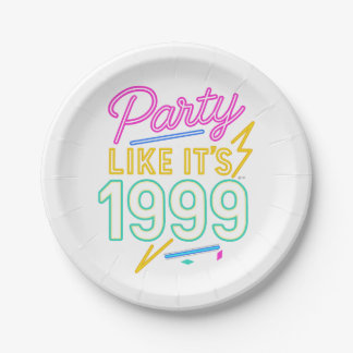 Plato De Papel Fiesta Como Si Fuera 1999®™ – Voltaje Neon