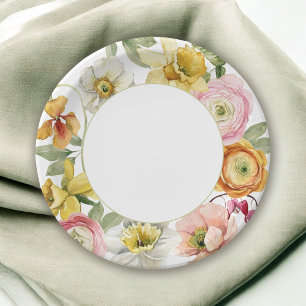 Plato De Papel Fiesta con Estilo Floral de Jardín de Primavera