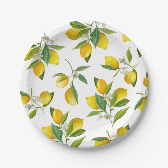 Plato De Papel Fiesta con tema de limón (Anverso)