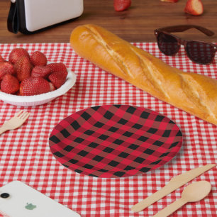 Plato De Papel Fiesta Country de Cuadros de Búfalo