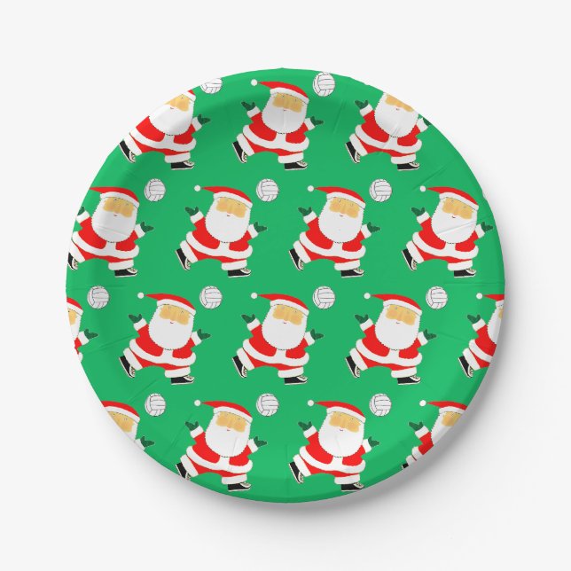 Plato De Papel Fiesta Creativa de Navidad de Voleibol (Anverso)