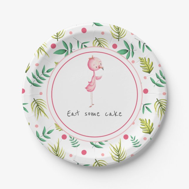 Plato De Papel Fiesta Cute Flamingo (Anverso)