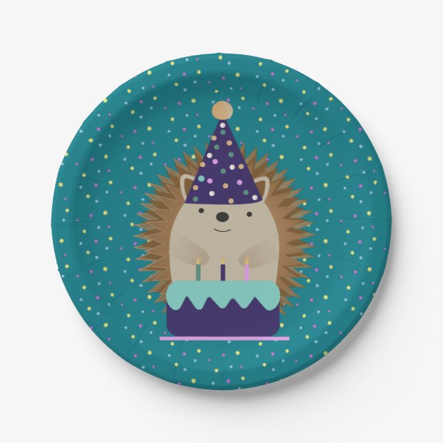 Plato De Papel Fiesta Cute Hedgehog (Anverso)