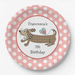 Plato De Papel Fiesta Dachshund de perros de la salchicha persona