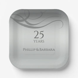 Plato De Papel Fiesta de 25 años elegante y personalizado