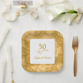 Plato De Papel Fiesta de 50 Aniversario Moderno Personalizado