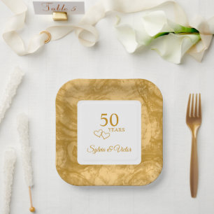 Plato De Papel Fiesta de 50 Aniversario Moderno Personalizado