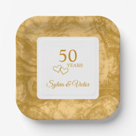 Plato De Papel Fiesta de 50 Aniversario Moderno Personalizado