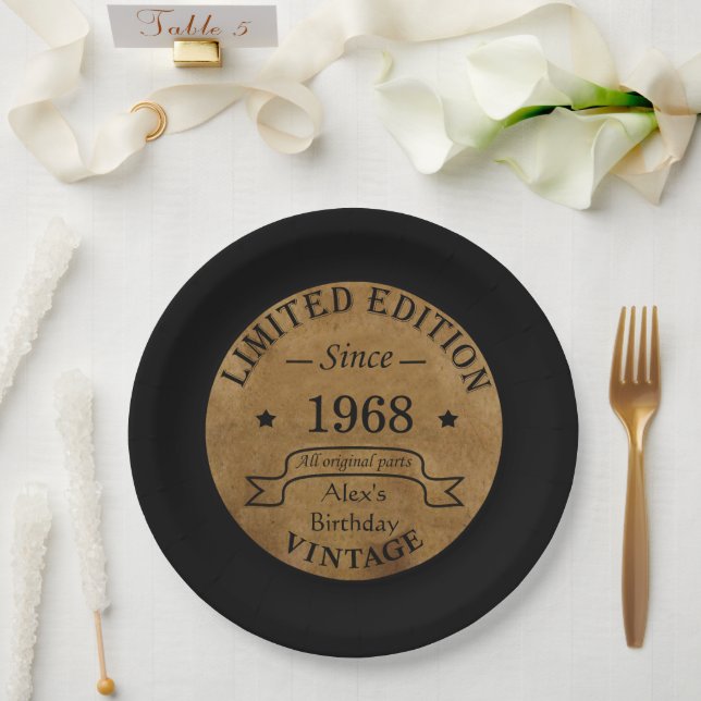 Plato De Papel Fiesta de 55 años de antigüedad personalizada (Boda)