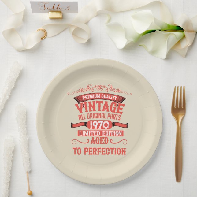 Plato De Papel Fiesta de 55 años de antigüedad personalizada (Boda)
