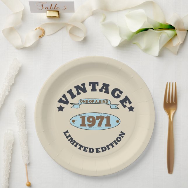 Plato De Papel Fiesta de 55 años de antigüedad personalizada (Boda)